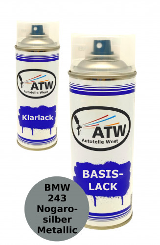 Autolack für BMW 243 Nogarosilber Metallic+400ml Klarlack Set